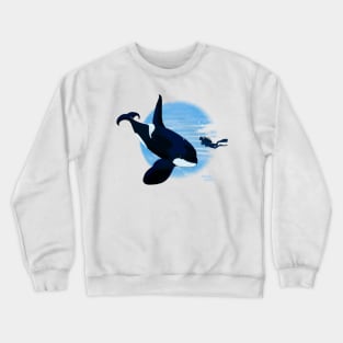 Brave Killer Whale and scuba diver Crewneck Sweatshirt